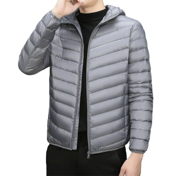 Levmjia Men's Solid Color Hooded Padded Jacket Polyester Cotton-Padded Zip-Up Coat Warm Long Sleeve Outdoor Jacket Casual Pockets Outerwear XL-5XL Plus Size Winter Coat