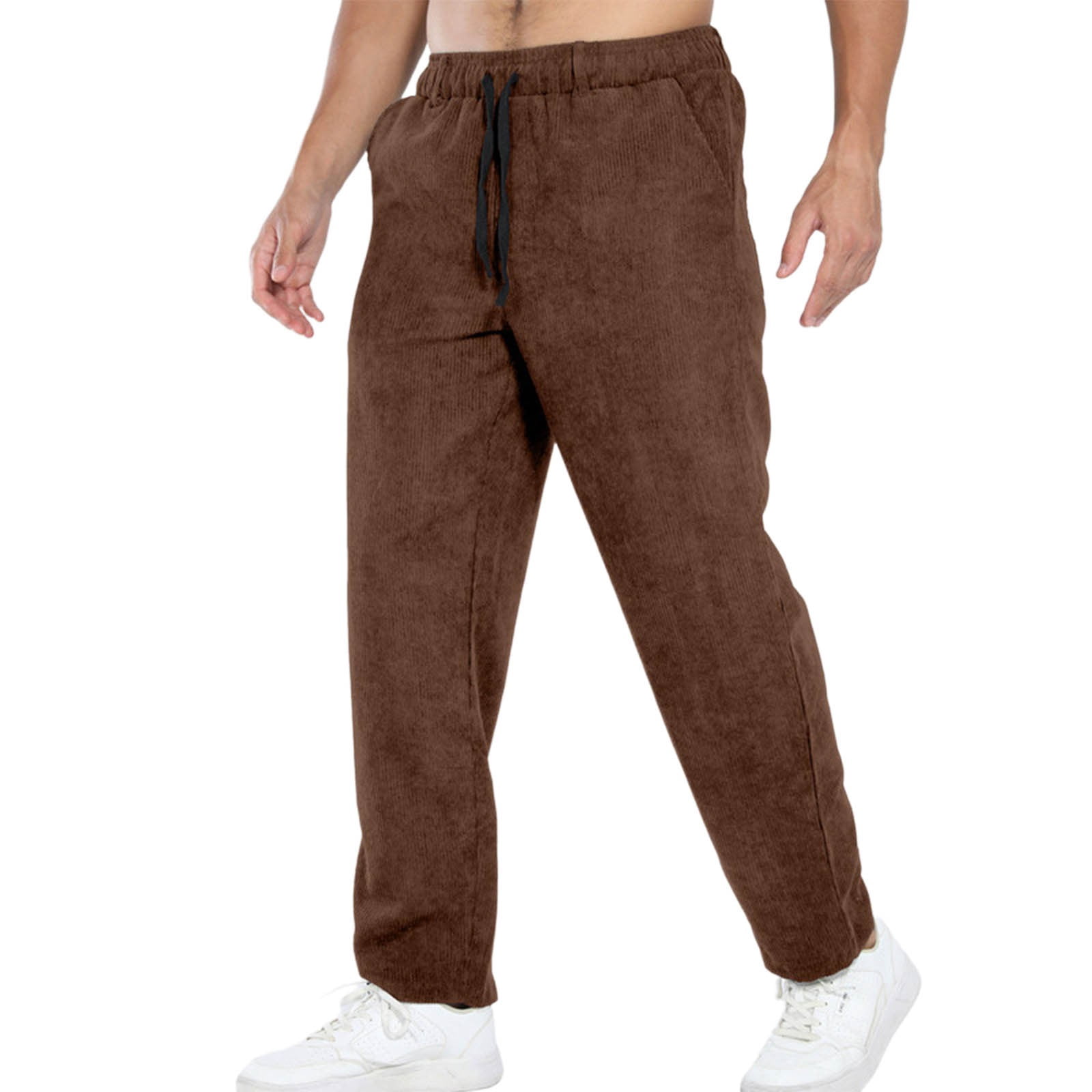 Levmjia Men's Solid Color Loose Fit Pants Nylon Spandex Casual