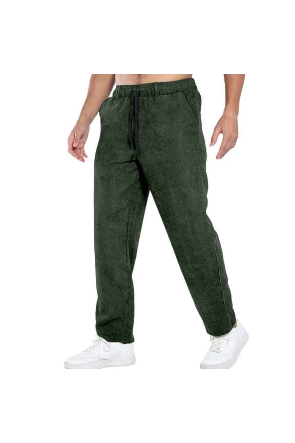 Men's Solid Color Loose Fit Pants Nylon Spandex Casual Trousers Elastic Waist Drawstring Matte Finish S-2XL