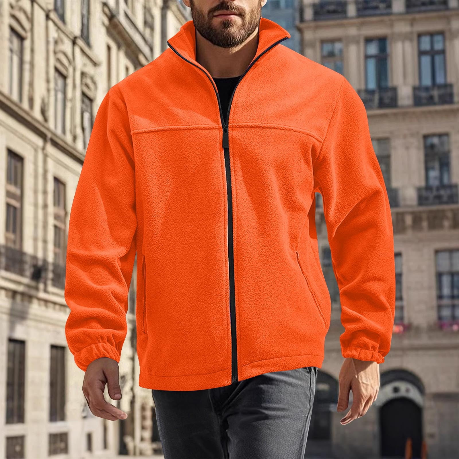 Levmjia Men's Solid Color Polar Fleece Jacket Zippered Pocket Levmjia Men's Solid Color Polar Fleece Jacket Zippered Pocket