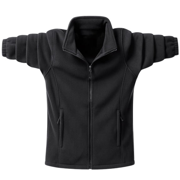 Levmjia Men's Solid Color Polar Fleece Zip-Up Hoodie Heavyweight Warm Jacket Stand Collar Long Sleeve Coat with Zipper Pockets Sizes M-5XL
