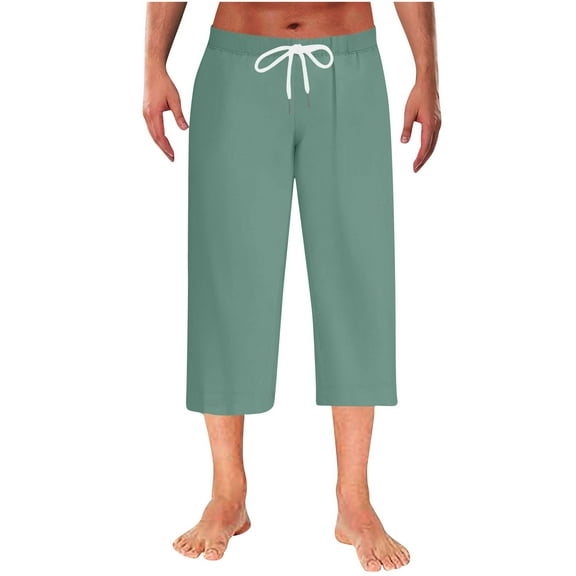 Levmjia Men's Solid Color Sleep Pants Elastic Waist Lounge Pants 95% Polyester 5% Spandex Cotton-Like Stretch Fabric 7-Inch Short Pajama Bottoms Sizes M-3XL