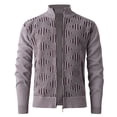 thumbnail image 1 of Levmjia Men's Stand Collar Knit Sweater Polyester Geometric Jacquard Coat Ribbed Cuff Zippered Top Lightweight Thermal Lined Jacket Casual Textured Outerwear M-3XL, 1 of 9