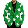 thumbnail image 1 of Levmjia Men's Suit Jacket Corduroy Blazer St. Patrick's Day Green Shamrocks Print Single - Breasted Pocket Stretch S - 4XL Formal Casual Party Outfit, 1 of 8