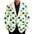 thumbnail image 1 of Levmjia Men's Suit Jacket Corduroy Blazer St. Patrick's Day Green Shamrocks Print Single - Breasted Pocket Stretch S - 4XL Formal Casual Party Outfit, 1 of 8