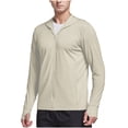 thumbnail image 1 of Levmjia Men's Sun Protection Jacket with Thumb Holes Lightweight Hooded Fitness Jacket Quick-Dry Outdoor Sports Wear with Inner Pockets Polyester S-3XL Beige, 1 of 8