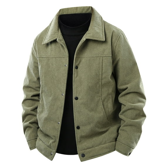 Levmjia Men's Vintage Corduroy Trucker Jacket Button Up Front Faux Lamb Wool Lining Heavyweight Warm Workwear Casual Coat Fall Winter Outerwear Sizes M-5XL
