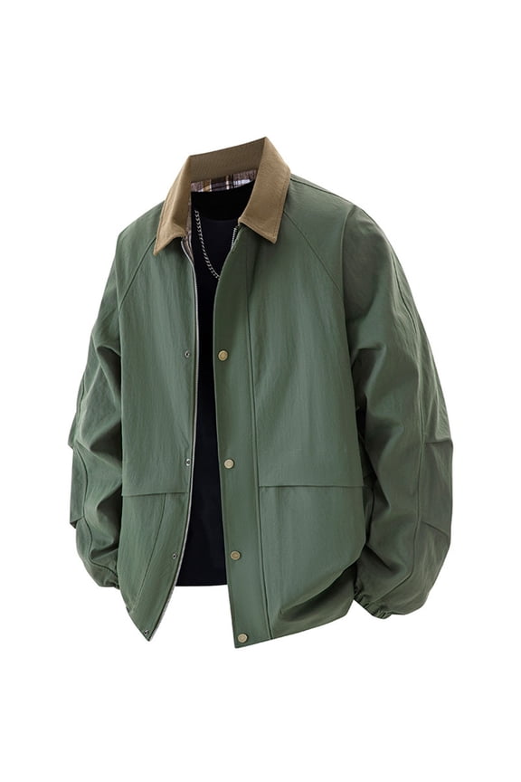 Men's Vintage Workwear Jacket Twill Turn-Down Collar Coat Solid Color Long Sleeve Casual Blazer Utility Pocket Outdoor Wear Durable Twill Fabric Top L-5XL