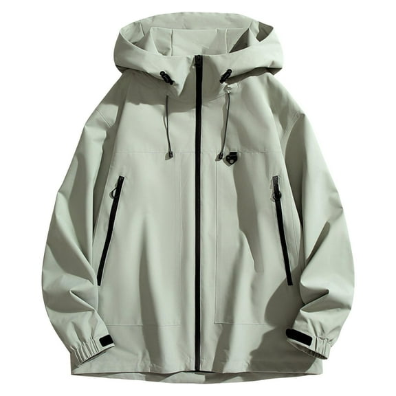 Levmjia Men's Windproof Hiking Jacket Water-Resistant Hooded Windbreaker Nylon Spandex Matte Outdoor Coat Lightweight Breathable Sportswear M-5XL Army Green