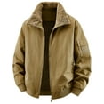thumbnail image 1 of Levmjia Men's Winter Aviator Jacket Sherpa Lined Cotton Coat Zippered Pocket Outerwear Turn-Down Collar Pilot Jacket Thick Warm Casual Wear Ribbed Cuff Design M-5XL, 1 of 6