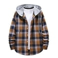 thumbnail image 1 of Levmjia Men's Winter Flannel Plaid Hooded Jacket Polyester Cotton Blend Loose Fit Coat Button Up Drawstring Casual Wear Warm Checked Shacket Long Sleeve Outdoor Top S-2XL, 1 of 4