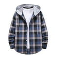 thumbnail image 1 of Levmjia Men's Winter Flannel Plaid Hooded Jacket Polyester Cotton Blend Loose Fit Coat Button Up Drawstring Casual Wear Warm Checked Shacket Long Sleeve Outdoor Top S-2XL, 1 of 4