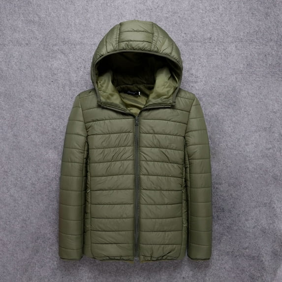 Levmjia Men's and Big Men's Jacket Zipper Winter Coats Solid Casual Thicken Hooded Youthful Cotton-padded Jacket