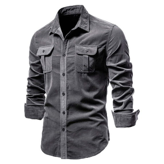 Levmjia Mens Long Sleeve Shirts Sale Men's Cotton Corduroy Long Sleeve Turndown Slim Fit Casual Top Blouse Shirt