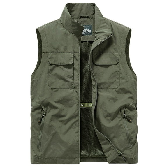 Levmjia Mens Vest Jacket Casual Stand Collar Pure Color Quick Dry For Hiking Skiing Workwear Outdoors Winter Sleeveless