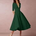 thumbnail image 1 of Levmjia Midi Dresses for Women Fashion Short Sleeve V-Neck Solid Mid-Calf Elegant Evening Party Summer, 1 of 7