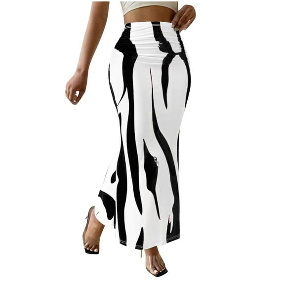 Levmjia Midi Skirt For Women A Line Solid Color High Waist Fishtail Skirt Elastic Waist Casual Soft Comfortable Commuting Office Work Spring Autumn