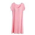 thumbnail image 1 of Levmjia Nightgown For Woman Soft Casual Comfy Cotton Knee Length Plus Size V-Neck Sleep Dress Breathable With Chest Pad, 1 of 4