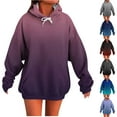thumbnail image 1 of Levmjia Oversized Hoodies for Women Casual Gradient Long Sleeve Hooded Lace Up Sweatshirts Pullover Outfits Gray,L, 1 of 6