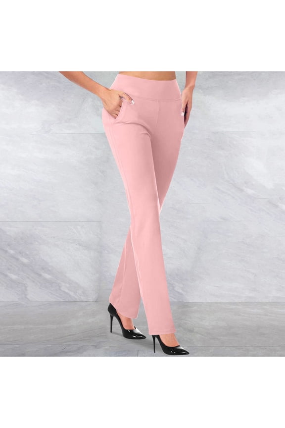 Pants for Women Petite Dressy Casual Fashion Temperament Solid Color Knitted Micro Pull Slim Flare Trousers
