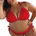 thumbnail image 1 of Levmjia Plus Size Bikini Set Women, Polyester Binding Strap Halter Neck Swimsuit, 2Pc Bathing Suit, Swimming Costume for Beach/Pool, Sizes S-5XL, 1 of 5
