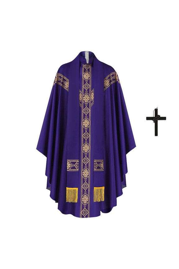 Robe Cassock Printed Loose Fit Gown Multiple Solid Color Halloween Themed Priest Monk Costume Performance Outfit