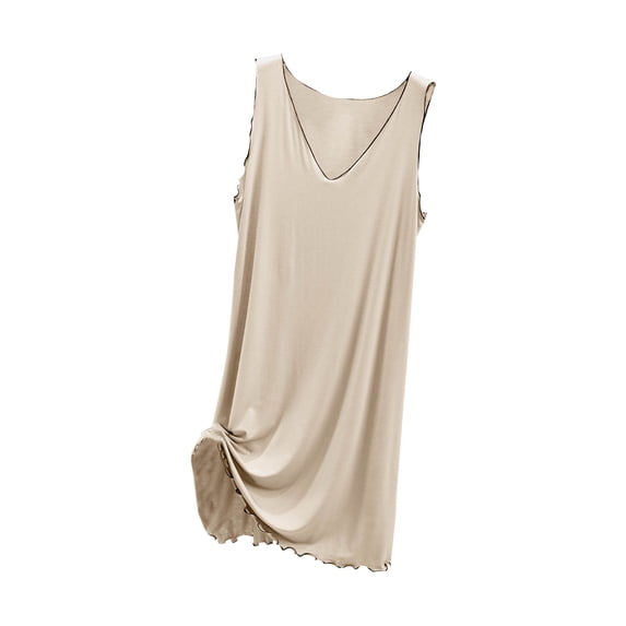 Levmjia Sleeveless Nightgowns For Women Knee-Length Cotton Round Neck Sleep Dress Soft Breathable Comfy Summer Casual Homewear