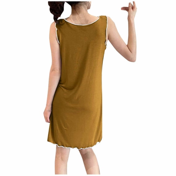 Levmjia Women Sleeveless Nightgown Cotton Summer Sleep Dress Round Neck Loose Comfortable Sleepwear for Women Home Casual Lounge Dress Soft Breathable Machine Washable