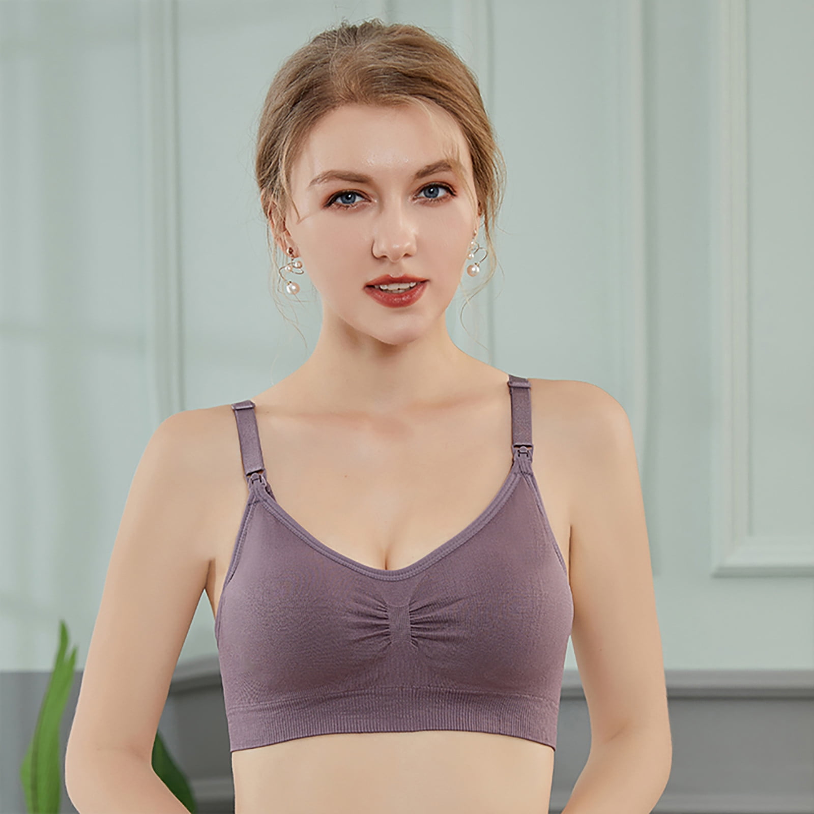 Levmjia Sports Bras For Women Plus Size Clearance Women's Solid Color  Seamless Breathable Super Elastic Feeding Pajamas Sexy Bra 