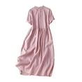 thumbnail image 1 of Levmjia Sun Dresses For Women 2025 Vacation Casual Summer Round Neck Floral Print Short Sleeve Loose Fit Polyester Beach Dress Multiple Colors Available, 1 of 9