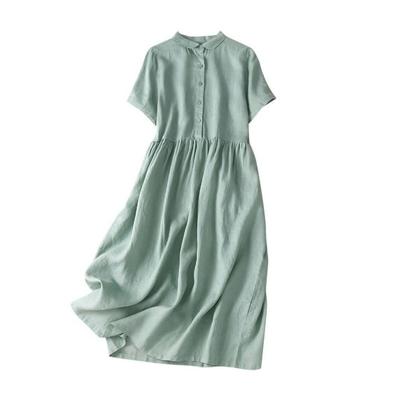 Levmjia Sun Dresses For Women 2025 Vacation Casual Summer Round Neck Floral Print Short Sleeve Loose Fit Polyester Beach Dress Multiple Colors Available