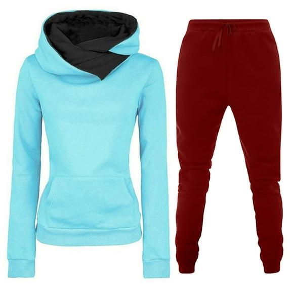 Levmjia Two Piece Outfits For Women Winter Warm Hoodies Pants Comfy Sets Trendy Sports Tracksuits Long Sleeve Pullover Hoodies Pants Suit