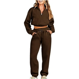 UKAP Plus Size Two Piece Outfits For Women Jogging Suits Winter Long Sleeve Jogger Set Sport Zip Up Sweatsuits Size L 5XL Rose Red XXL Walmart