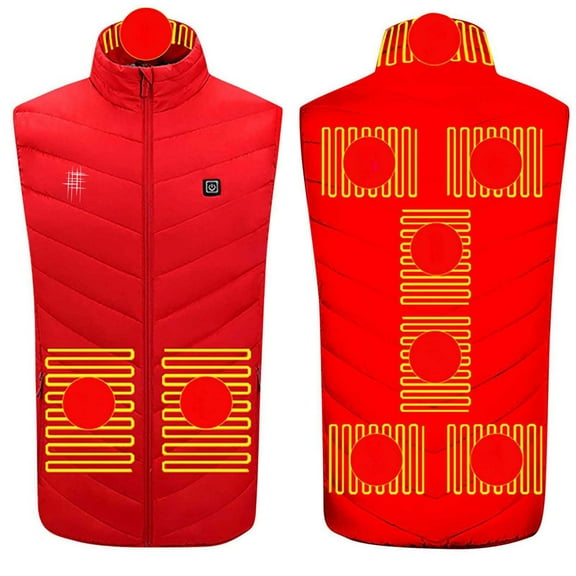 Levmjia Unisex 9-Zone Heated Vest USB Charging Thermal Waistcoat Nylon Spandex Printed Sleeveless Jacket Lightweight Electric Warming Top Single Control Winter Wear M-3XL