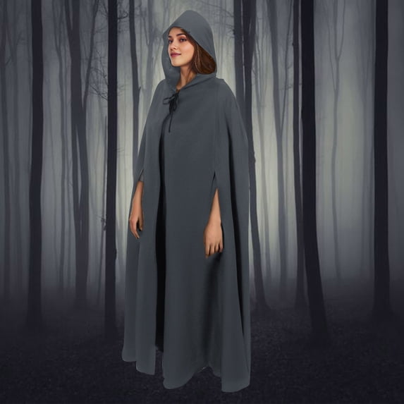 Levmjia Unisex Full Length Hooded Cloak Multi Color Solid Cape Adult Lightweight Breathable Outfit Halloween Party Dress Up Gothic Costume Versatile Holiday Festival