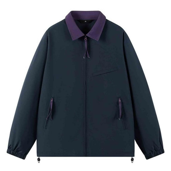 Levmjia Unisex Solid Color Hiking Jacket Water-Resistant Polyester Outdoor Coat Zippered Pocket Collared Windbreaker Long Sleeve Casual Sportswear Lightweight Hiking Gear S-3XL