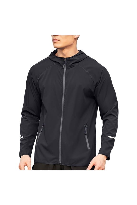 Unisex Summer Running Windbreaker Lightweight Reflective Jacket Quick-Dry Nylon Spandex Hoodie UPF50+ Outdoor Sports Coat S-4XL
