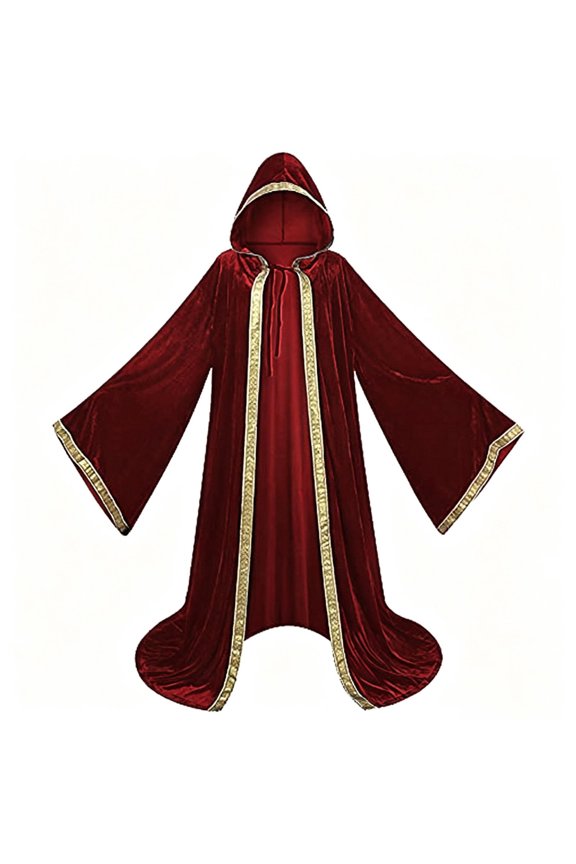 Velvet Hooded Robe Stripe Front Premium Soft Velvet Rich Solid Color Halloween Themed Party Dress Up Costume Adult Men And Women