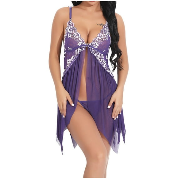 Levmjia Woman Lingerie See Through Babydoll Lingerie Lace Women's Sexy One-Piece Dress Lace Uniform Perspective Seductive Sexy Suit