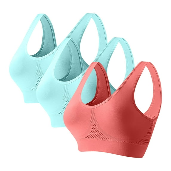Levmjia Women 3pc Sports Bra Seamless Full Coverage Wirefree With Removable Pads Yoga Vest Workout Comfortable Breathable Supportive Daily Wear