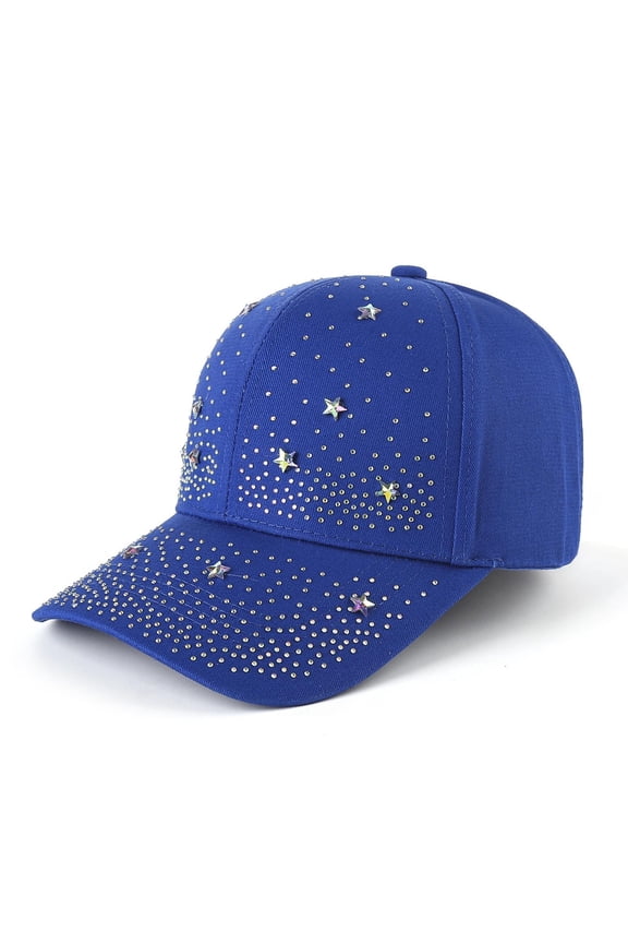 Women Baseball Cap Polyester Fashion Rhinestone Embellished Duckbill Hat Casual Outdoor Sun Hat For Travel Beach Party Spring Summer