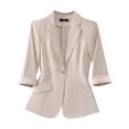 thumbnail image 1 of Levmjia Women Blazer Casual Polyester Slim Fit Single Breasted Notch Lapel 3 4 Sleeve Solid Color Lightweight Office Work Wedding Guest Jacket Spring Fall Fashion Outfit, 1 of 5
