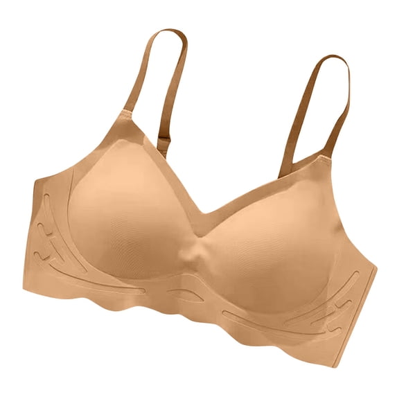 Levmjia Women Bra Breathable Seamless Solid Color Wire Free Padded Support Thin Adjustable Straps Daily Casual Occasions