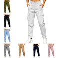 thumbnail image 1 of Levmjia Women Cargo Pants High Waisted Straight Leg Multi Pockets Utility Trousers Loose Fit Elastic Waistband Casual Long Pants for Outdoor Hiking Daily Wear, 1 of 7