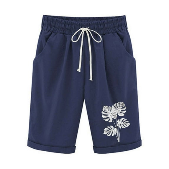 Levmjia Women Casual Shorts High Waist Elastic Waist Drawstring Pockets Soft Cotton Summer Beach Lounge Comfortable Trendy Printed for Daily Wear Multi Color Options