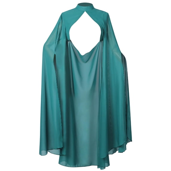 Levmjia Women Chiffon Cape Shawl Solid Long Hooded Sheer Cloak Lightweight Flowy Cover Up Halloween Evening Party Events Elegant