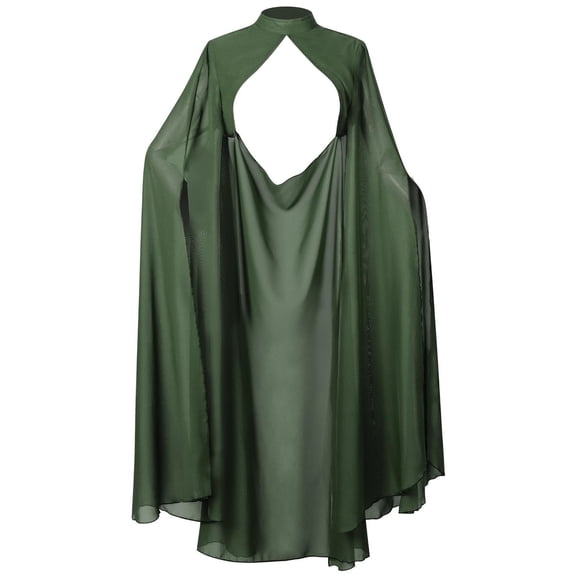 Levmjia Women Chiffon Cape Shawl Solid Long Hooded Sheer Cloak Lightweight Flowy Cover Up Halloween Evening Party Events Elegant