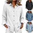 thumbnail image 1 of Levmjia Women Denim Shirt Jacket Long Sleeve Button Down Vintage Lapel Collar with 2 Chest Pockets Oversized Loose Fit Casual Winter Fall Tops, 1 of 6