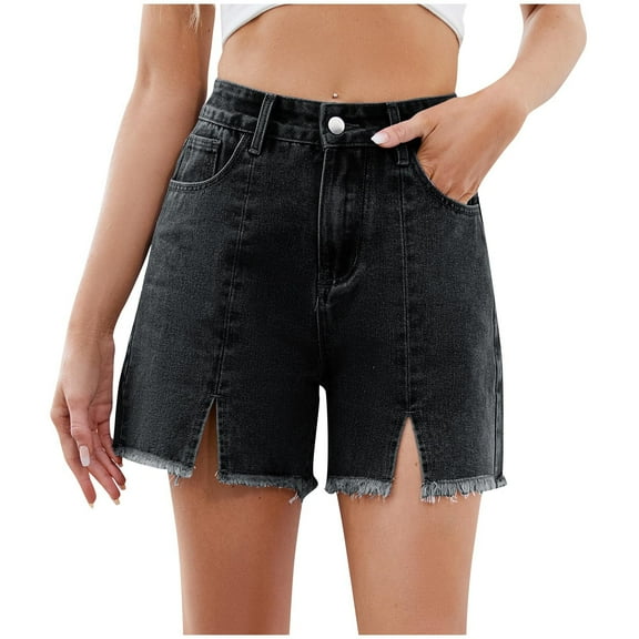 Levmjia Women Denim Shorts High Waisted Casual Button Pocket Stretch Comfortable Summer Fashion Jeans Shorts for Women Plus Size Sale