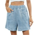 thumbnail image 1 of Levmjia Women Denim Shorts High Waisted with Pockets Stretchy Comfortable Casual Summer Shorts for Women Trendy Fashion Elastic Waist Plus Size Sale, 1 of 5